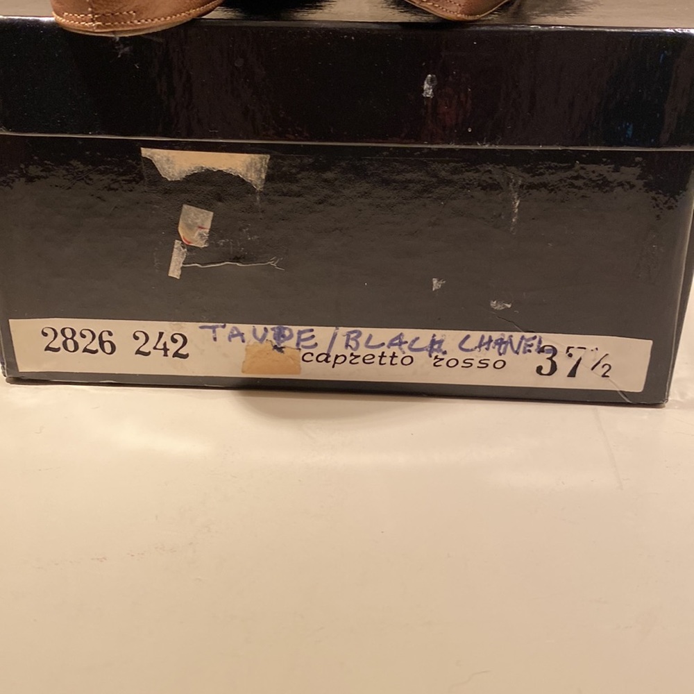 Vintage Chanel taupe / black ballet flats 37.5 - Picture 3 of 3